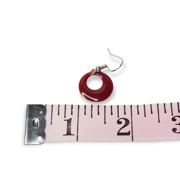 Circle Round Paint Drop Dangle Hanging Earrings - Picture 5 of 6